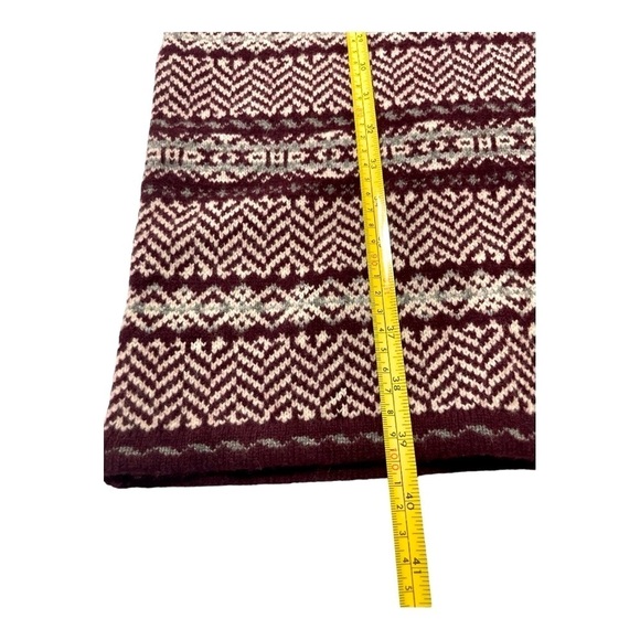 Lauren Ralph Lauren Fair Isle Knit Dress Cashmere Blend Burgundy Gray Cream Sz M - Picture 10 of 14